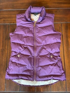 Woolrich Duck Down Filled Purple Quilted Puffer Vest Full Front Zip Size Small